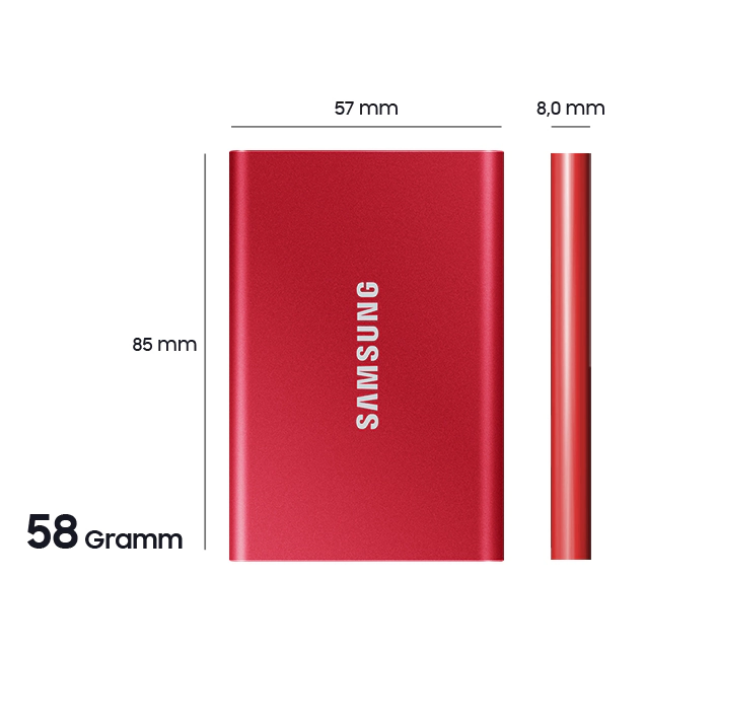 Externe Festplatte Samsung Portable SSD T7 2 TB Blau